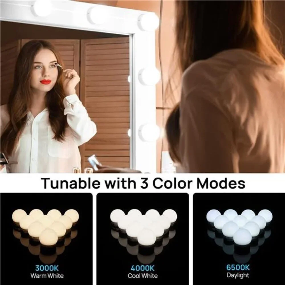 LED Vanity Lights For Mirror, Consciot Hollywood Style With 10 Dimmable Bulbs